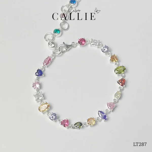 LT287 - Lắc tay bạc thiết kế Callie Silver đính đá nhiều màu