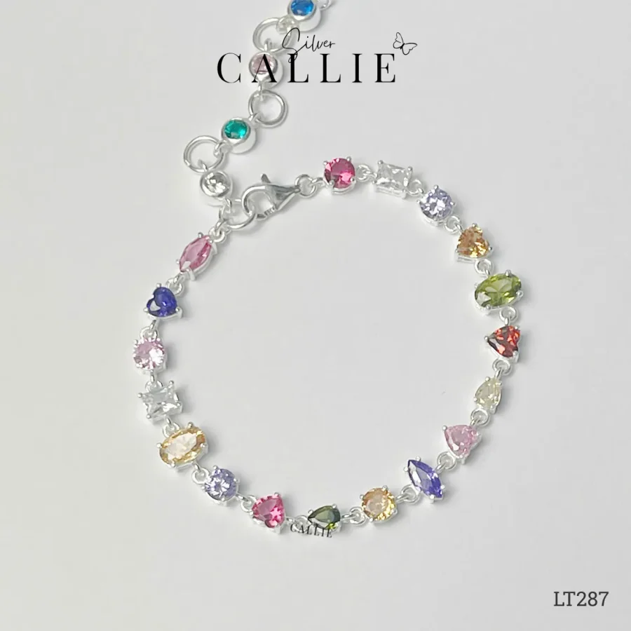LT287 - Lắc tay bạc thiết kế Callie Silver đính đá nhiều màu