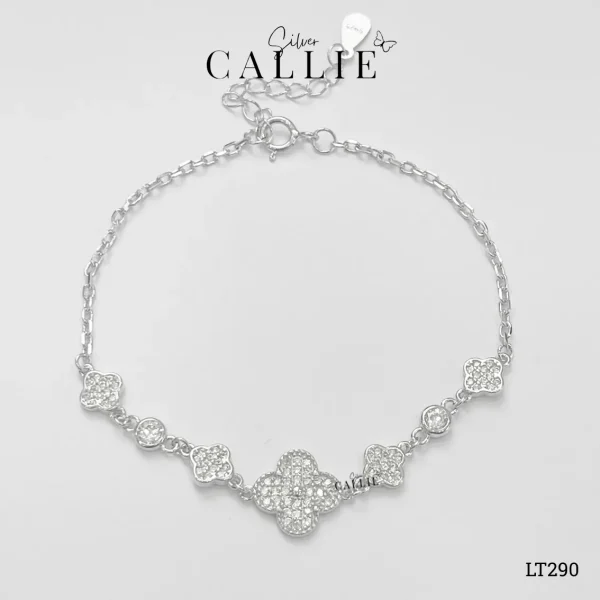 LT290 - Lắc tay bạc Callie Silver cỏ 4 lá đính đá xi kim