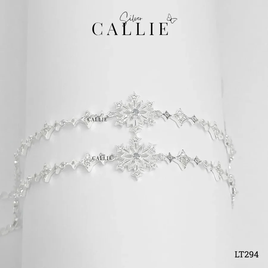 LT294 - Lắc tay thiết kế Callie Silver bông tuyết và sao