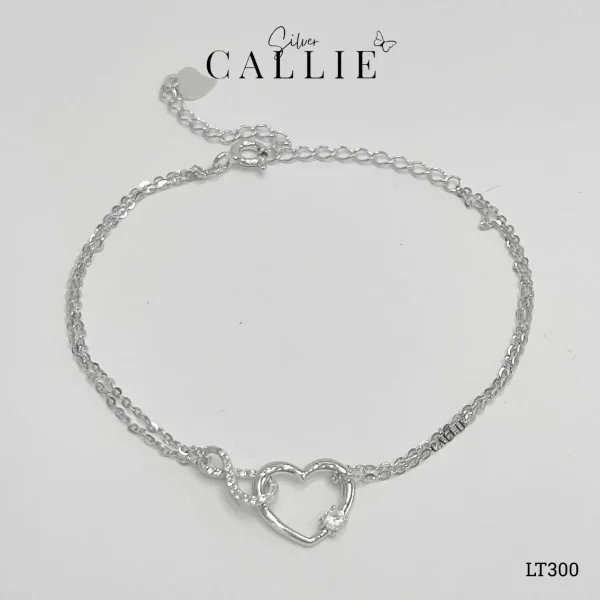 LT300 - Lắc tay bạc Callie Silver trái tim vô cực xi kim