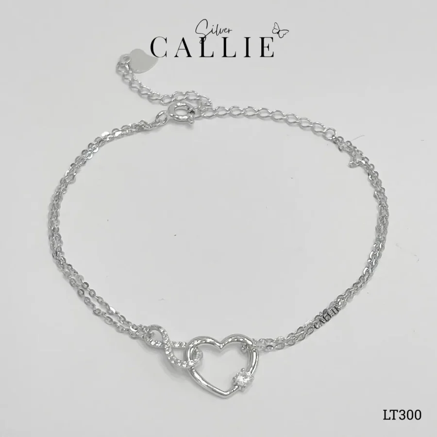 LT300 - Lắc tay bạc Callie Silver trái tim vô cực xi kim