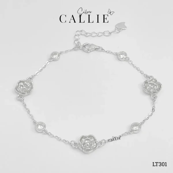 LT301 - Lắc tay bạc thiết kế Callie Silver Camellia xi kim