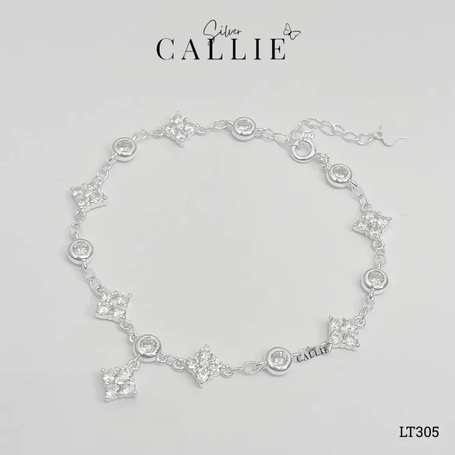 LT305 - Lắc tay bạc Callie Silver cỏ 4 lá lớn