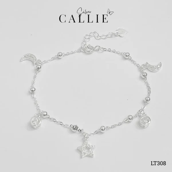 LT308 - Lắc tay bạc Callie Silver trăng sao