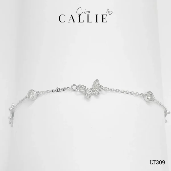 LT309 - Lắc Tay Bạc Thiết Kế Callie Silver Bươm Bướm