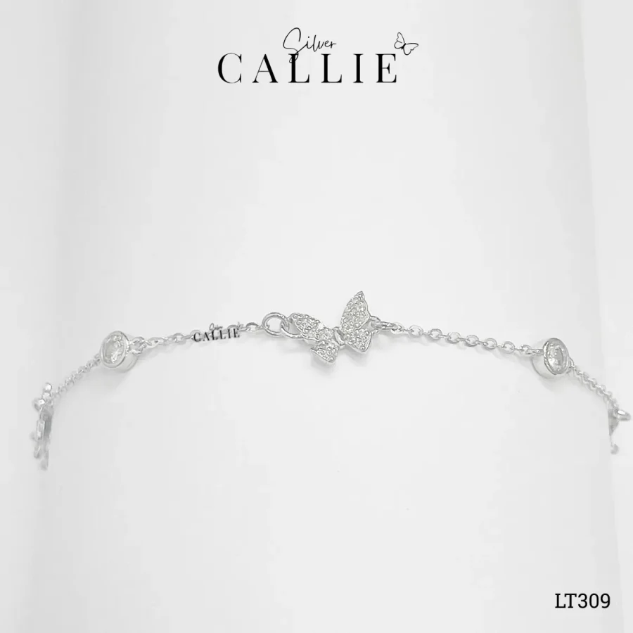 LT309 - Lắc Tay Bạc Thiết Kế Callie Silver Bươm Bướm
