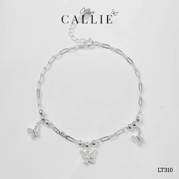LT310 - Lắc tay bạc Callie Silver bướm treo đính đá