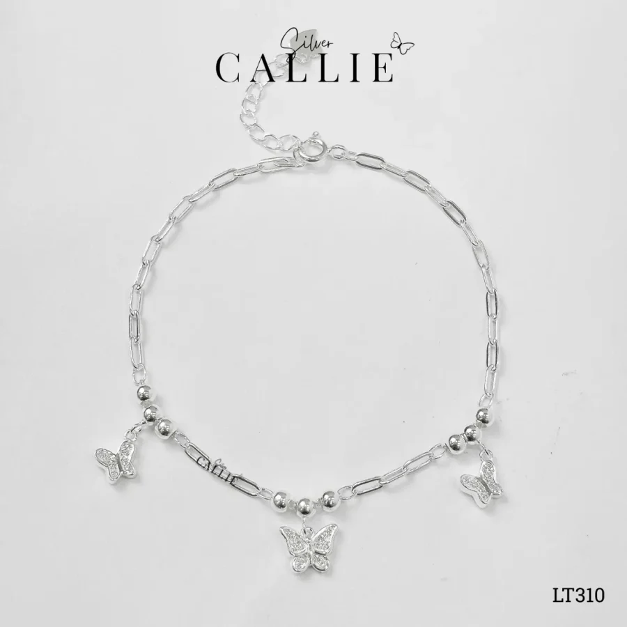 LT310 - Lắc tay bạc Callie Silver bướm treo đính đá
