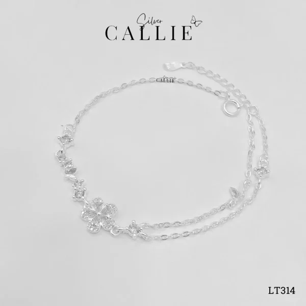 LT314 - Lắc Tay Bạc Callie Silver Hoa Đính Đá Trắng