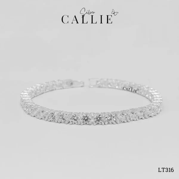 LT316 - Lắc Tay Bạc Callie Silver Dây Đá 4li Nắp Gài