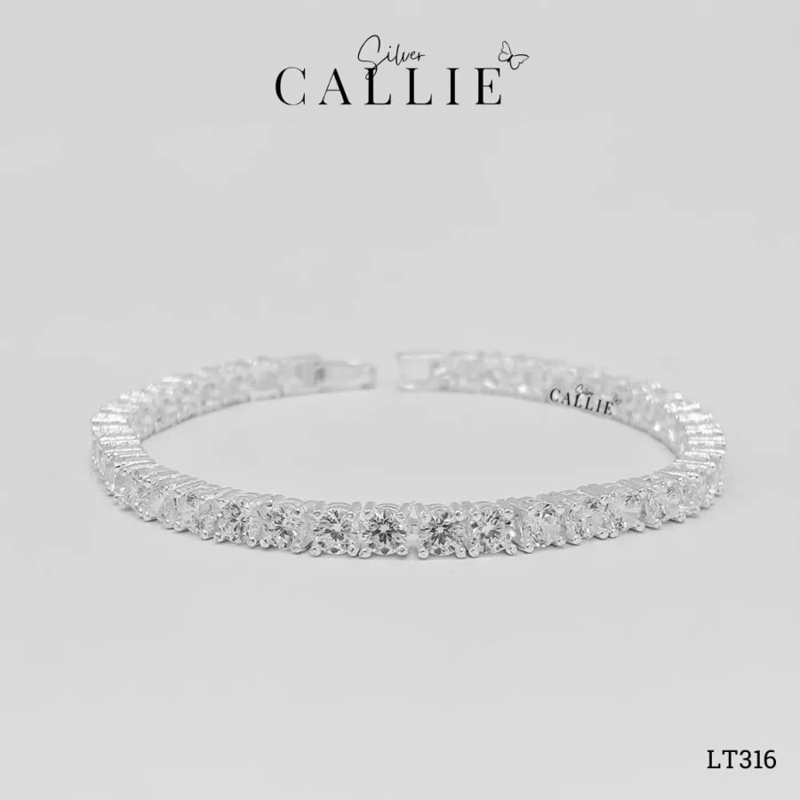 LT316 - Lắc Tay Bạc Callie Silver Dây Đá 4li Nắp Gài