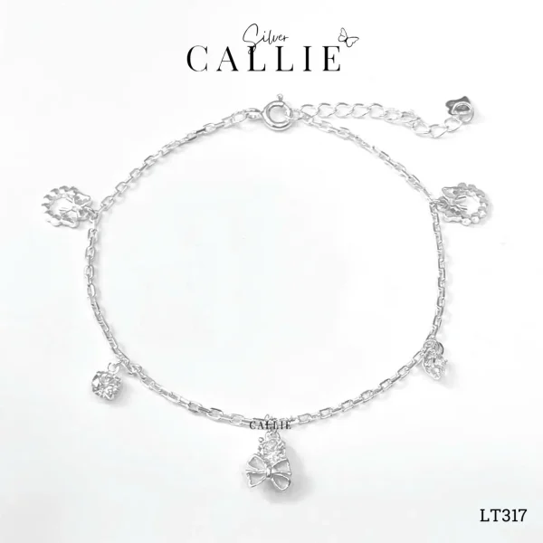 LT317 - Lắc tay bạc Callie Silver Nơ và Đá