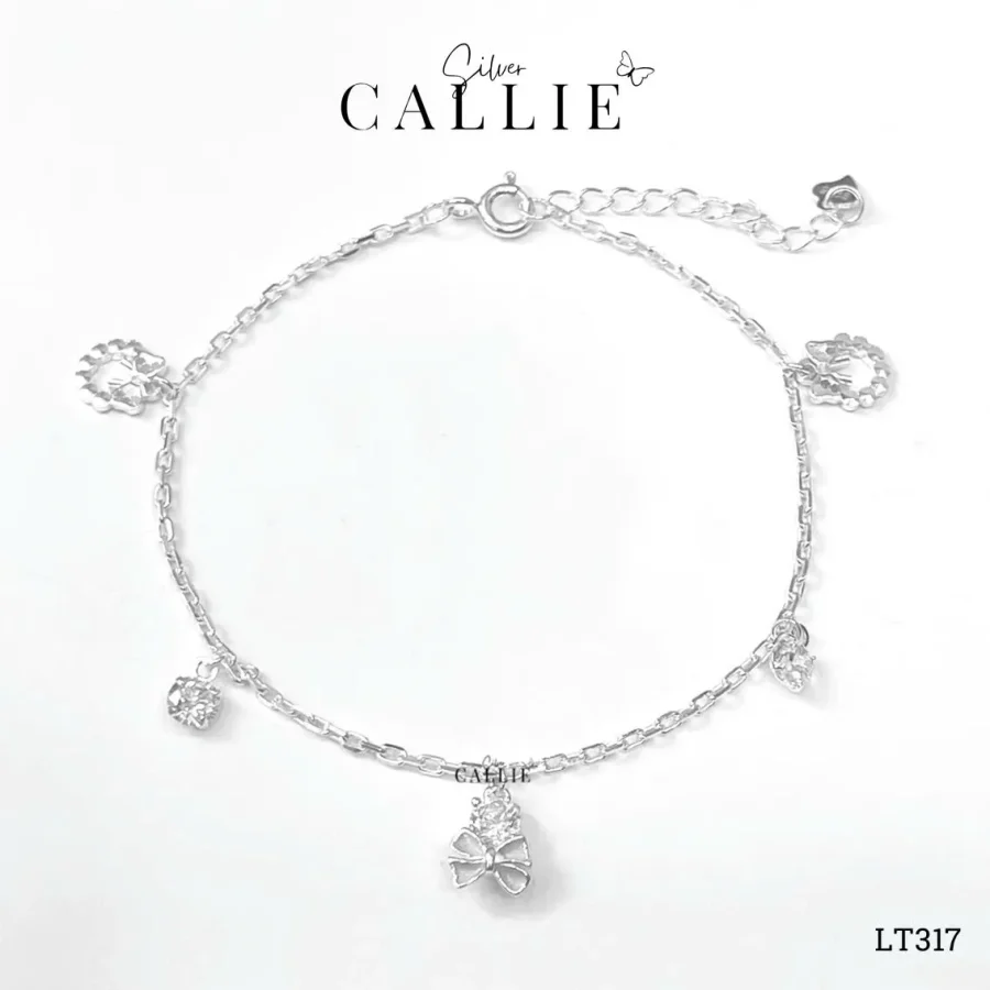 LT317 - Lắc tay bạc Callie Silver Nơ và Đá