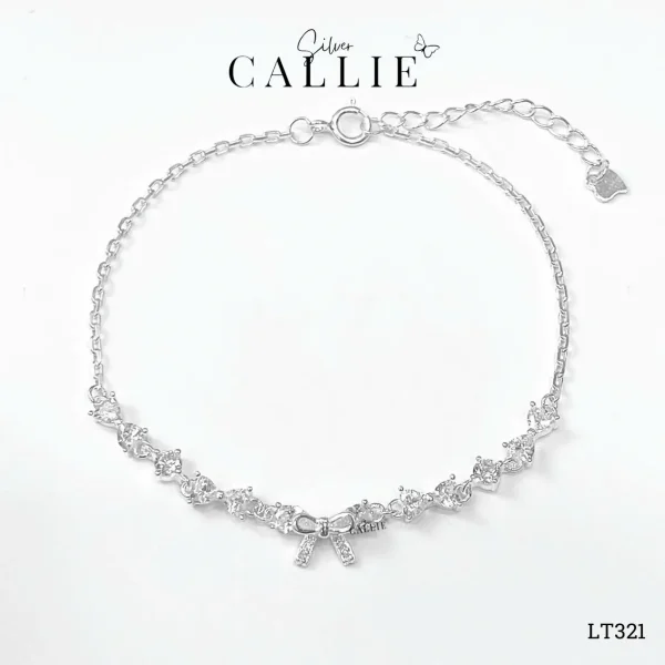 LT321 - Lắc tay bạc Callie Silver Dây Nơ Đá