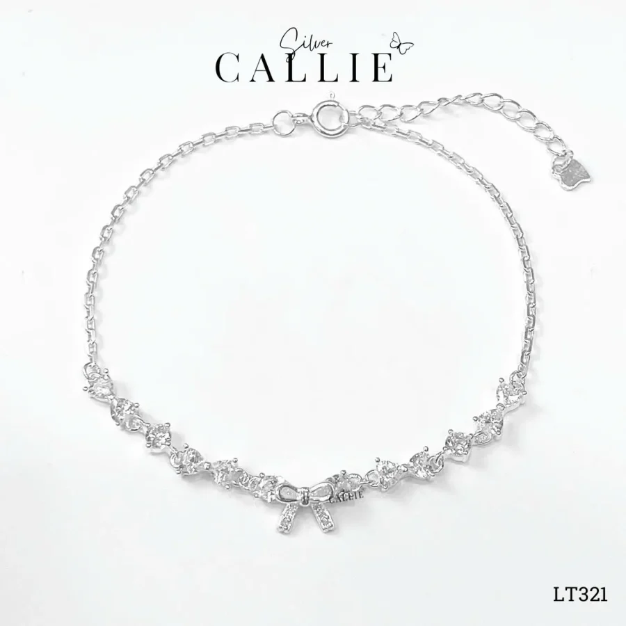 LT321 - Lắc tay bạc Callie Silver Dây Nơ Đá