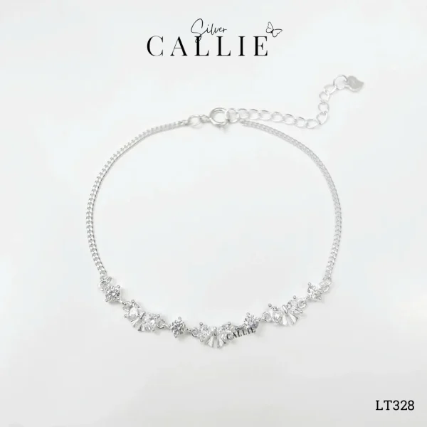 LT328 - Lắc tay bạc Callie Silver nơ đá và charm đá tròn