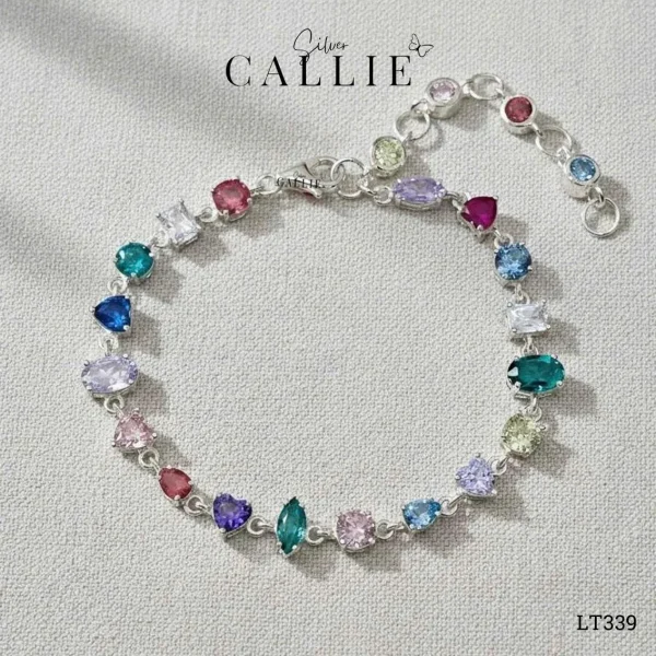 LT339 - Lắc tay bạc thiết kế Callie Silver đính đá nhiều màu