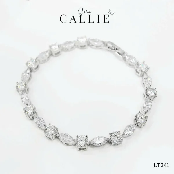 LT341 - Lắc Tay Bạc Callie Silver Marquise & Round đá mois 5li
