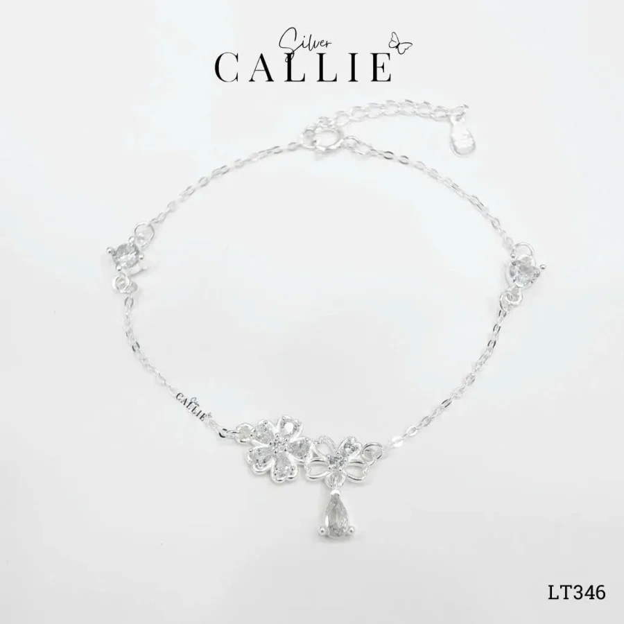 LT346 - Lắc tay bạc Callie Silver hoa và đá