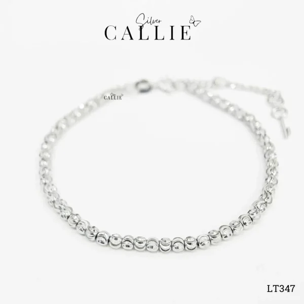 LT347 - Lắc Tay Bạc Callie Silver Xi Kim Bi Cắt Diamond Cut 3li