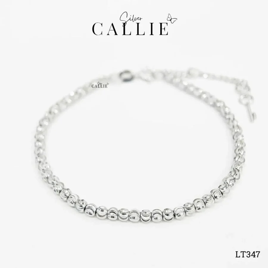 LT347 - Lắc Tay Bạc Callie Silver Xi Kim Bi Cắt Diamond Cut 3li
