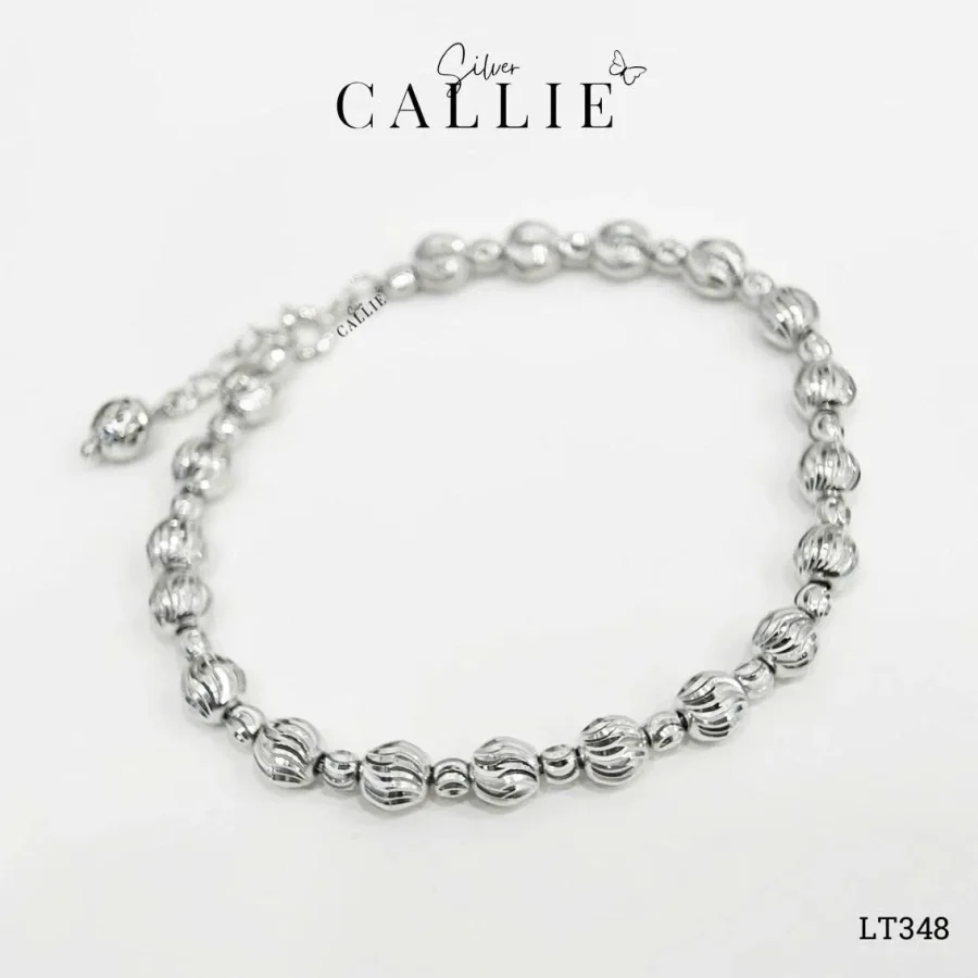 LT348 - Lắc Tay Bạc Callie Silver Xi Kim Bi Cắt Diamond Cut 2li7 - 3li7 Xen Kẽ