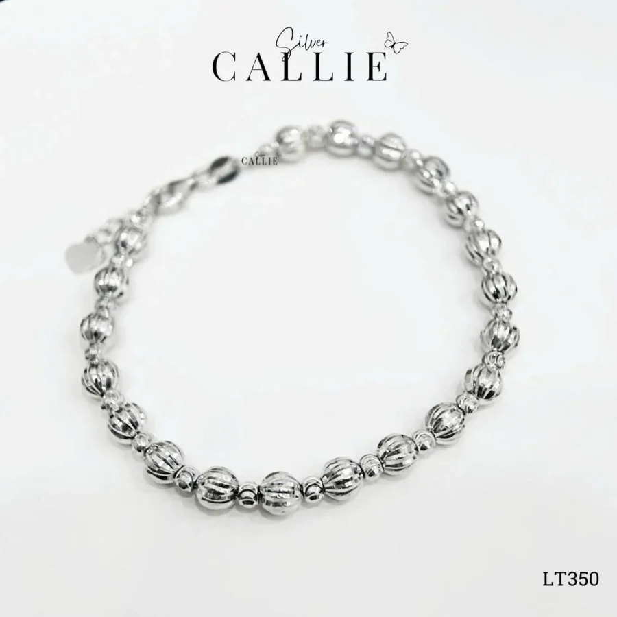 LT350 - Lắc Tay Bạc Callie Silver Xi Kim Bi Cắt Diamond Cut 3li - 5li Xen Kẽ