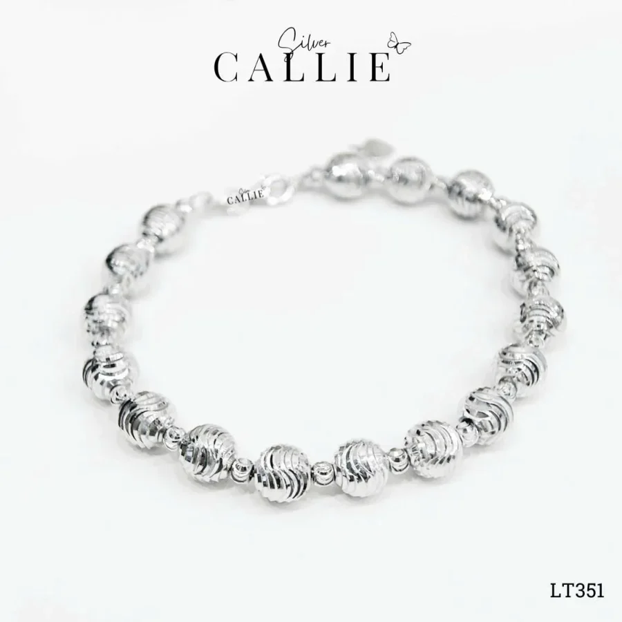 LT351 - Lắc Tay Bạc Callie Silver Xi Kim Bi Cắt Diamond Cut 3li - 7li Xen Kẽ