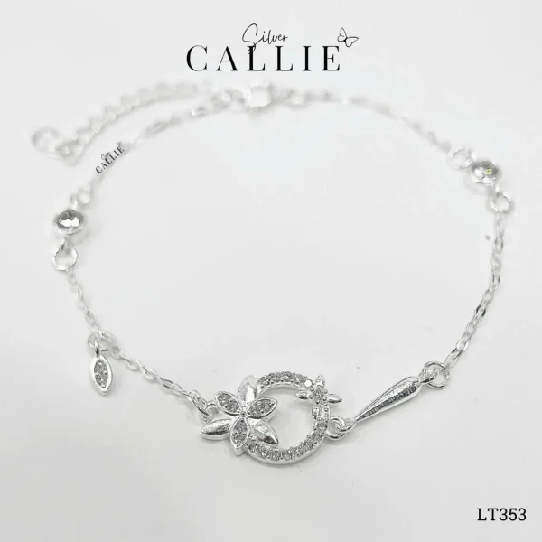 LT353 - Lắc tay bạc Callie Silver vòng hoa nguyệt quế