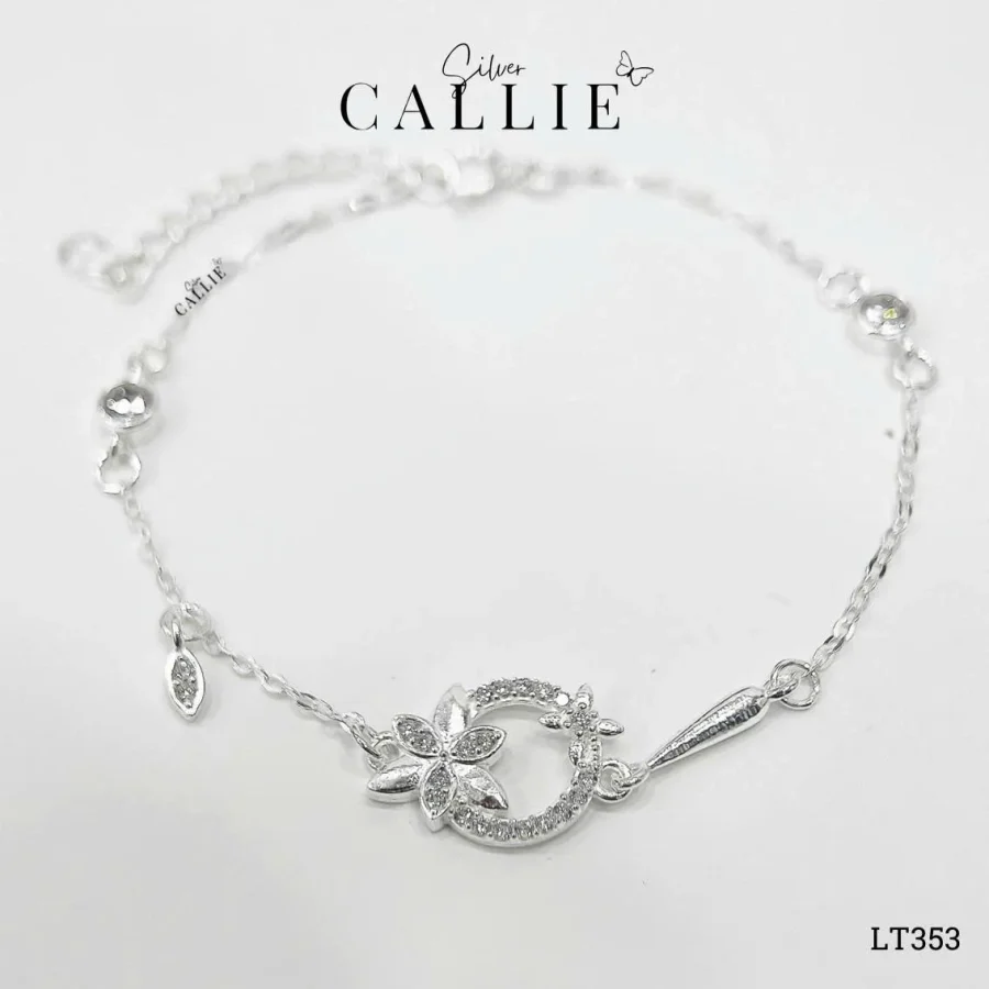 LT353 - Lắc tay bạc Callie Silver vòng hoa nguyệt quế
