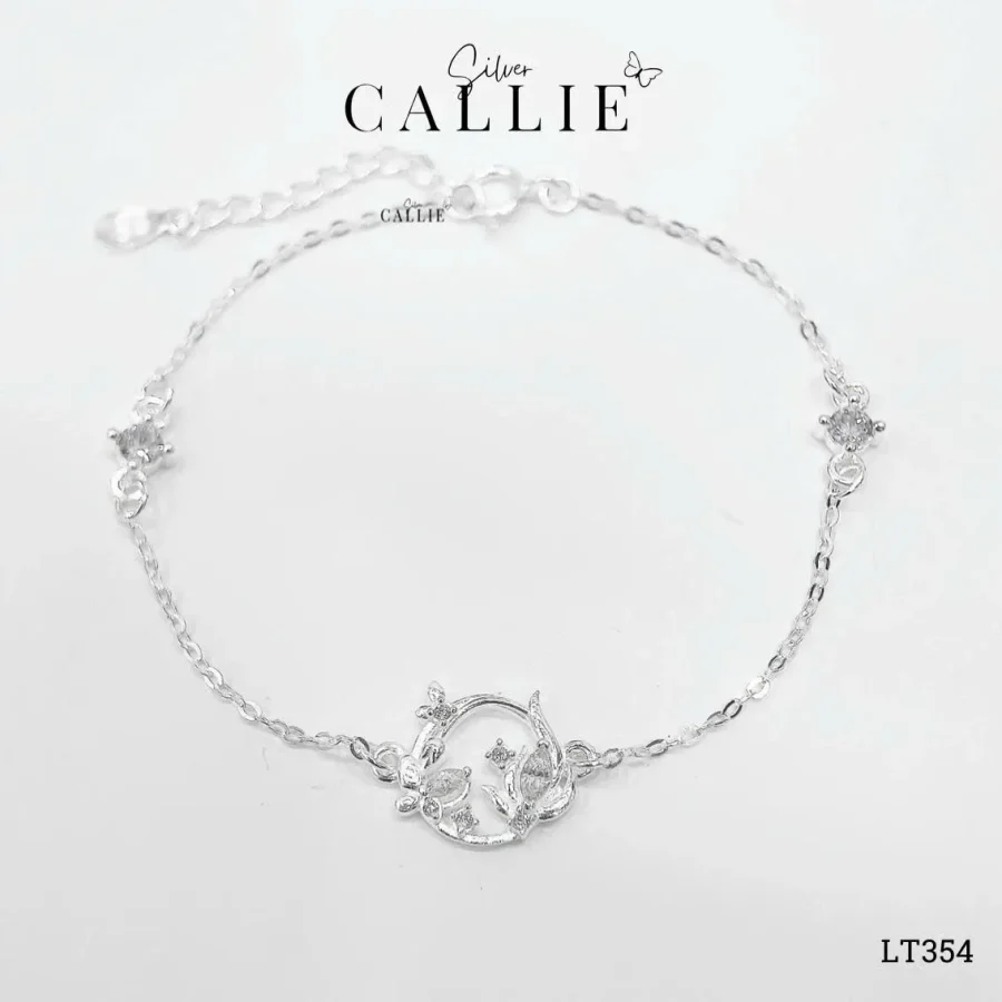 LT354 - Lắc tay bạc Callie Silver vòng hoa anh đào