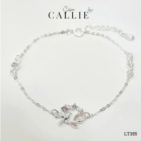 LT355 - Lắc tay bạc Callie Silver én xuân hồng