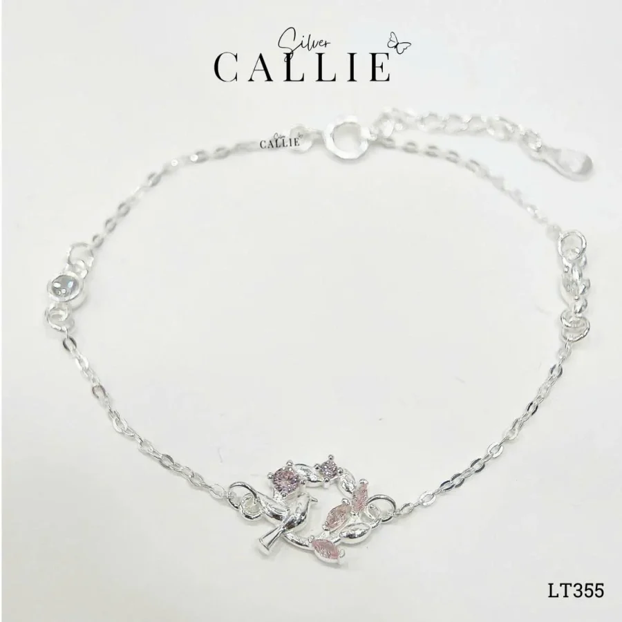 LT355 - Lắc tay bạc Callie Silver én xuân hồng