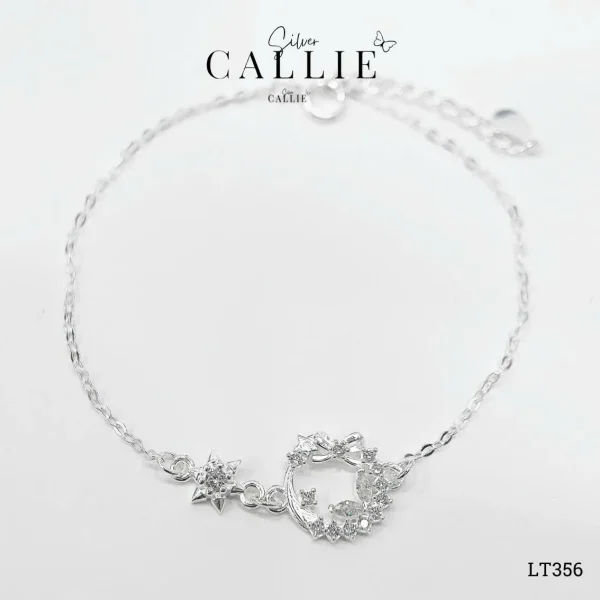 LT356 - Lắc tay bạc Callie Silver vòng nguyệt quế và sao