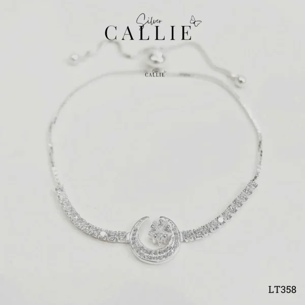 LT358 - Lắc Tay Bạc Callie Silver Trăng Sao Dây Rút
