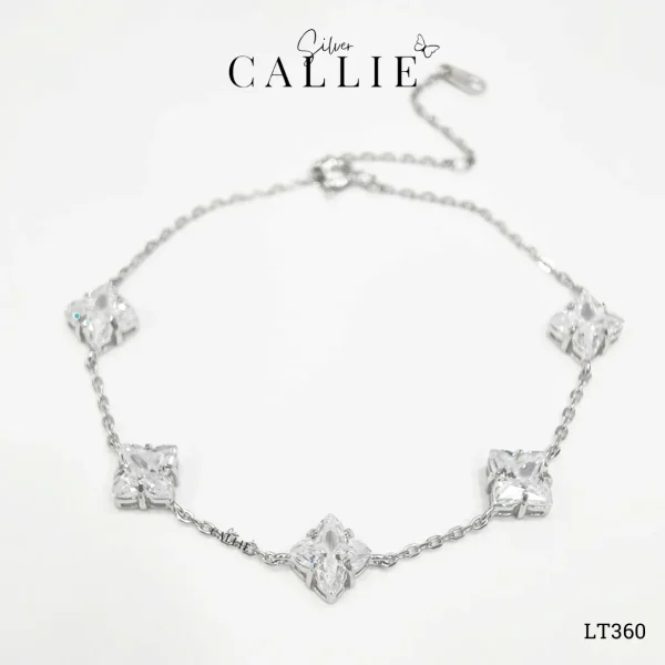 LT360 - Lắc Tay Bạc Callie Silver tứ giác xi kim