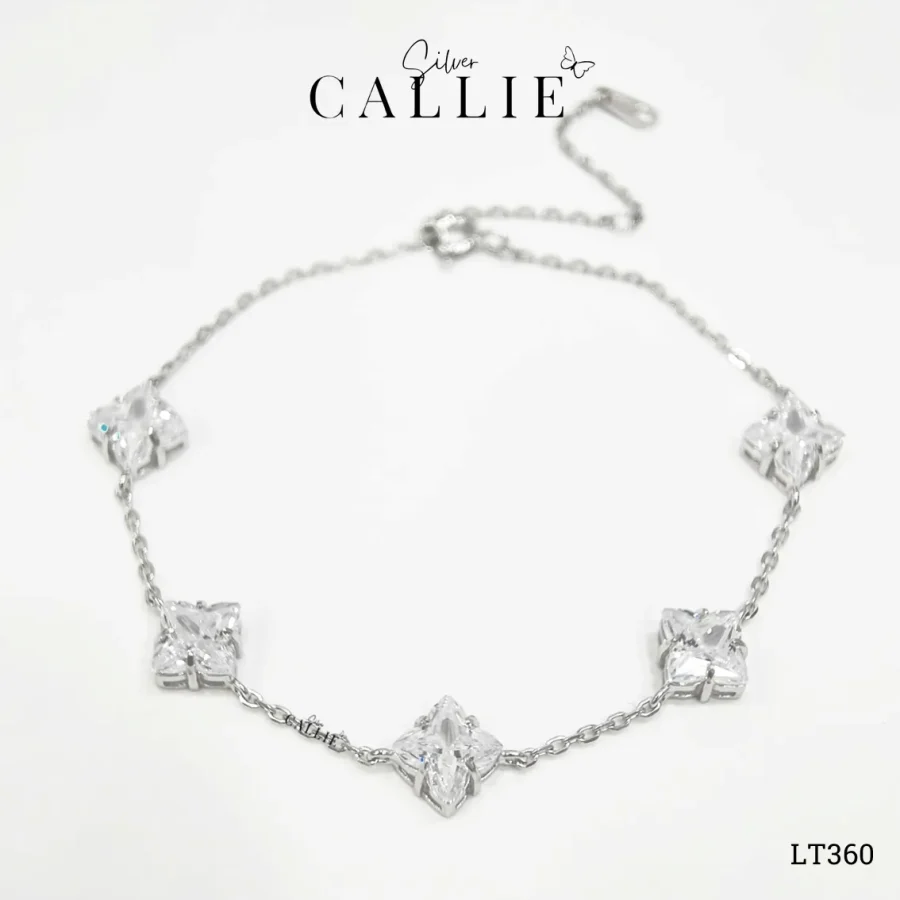 LT360 - Lắc Tay Bạc Callie Silver tứ giác xi kim