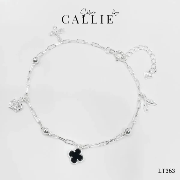 LT363 - Lắc Tay Bạc Callie Silver Cỏ 4 lá - Hoa - Lá - Vương miện