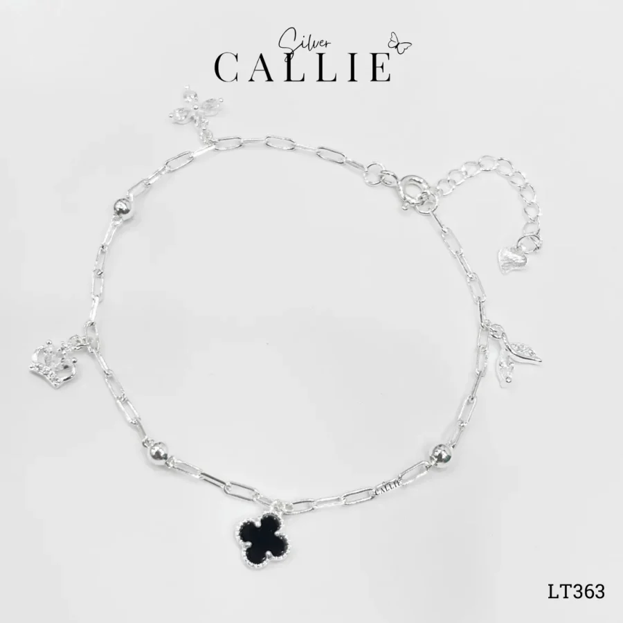 LT363 - Lắc Tay Bạc Callie Silver Cỏ 4 lá - Hoa - Lá - Vương miện