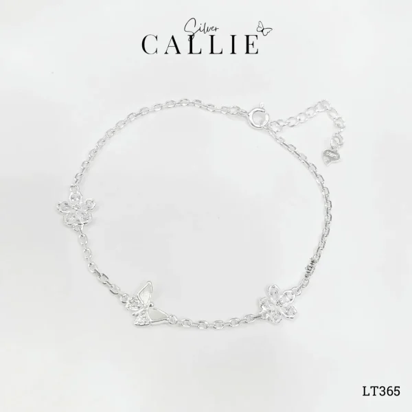 LT365 - Lắc tay bạc Callie Silver bướm hoa đá