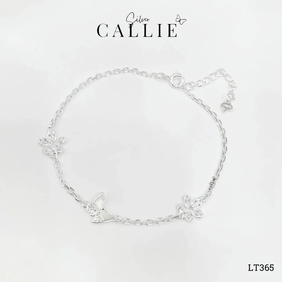 LT365 - Lắc tay bạc Callie Silver bướm hoa đá