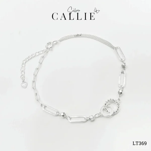 LT369 - Lắc tay bạc Callie Silver vòng tròn lồng nhau