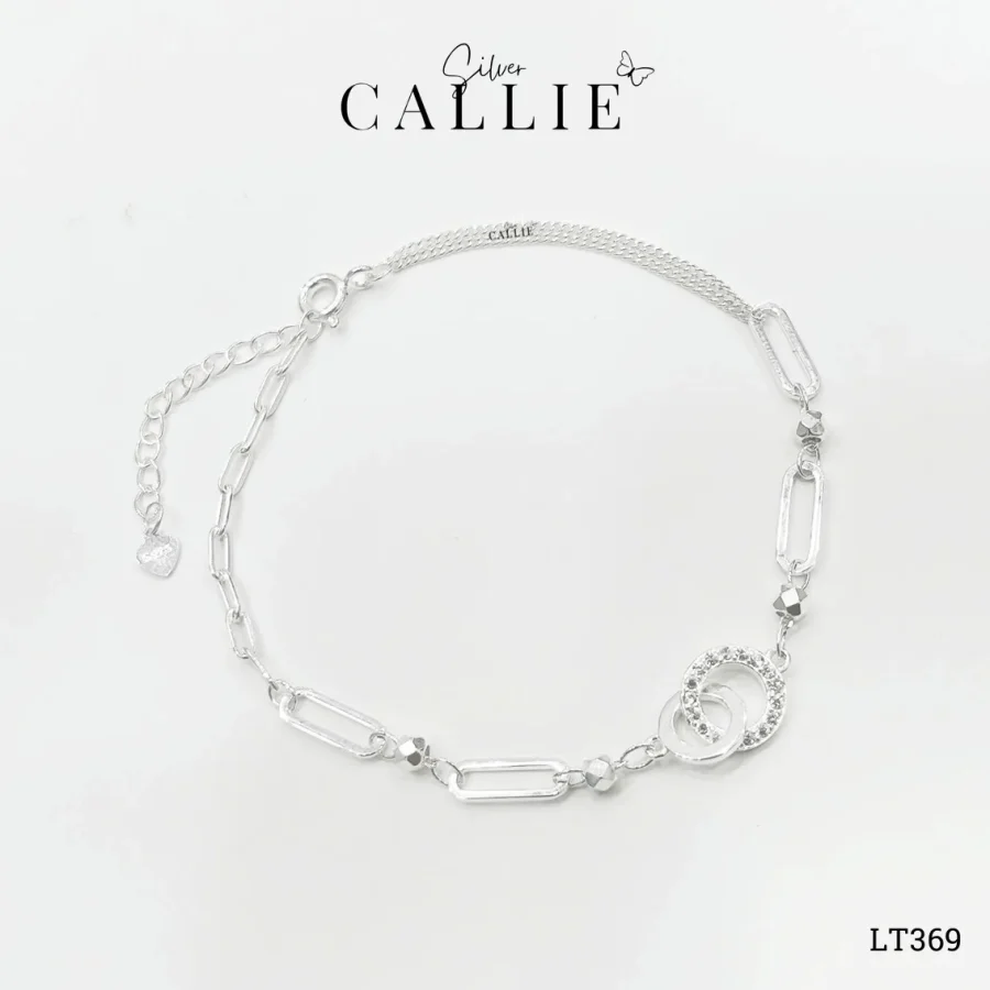 LT369 - Lắc tay bạc Callie Silver vòng tròn lồng nhau