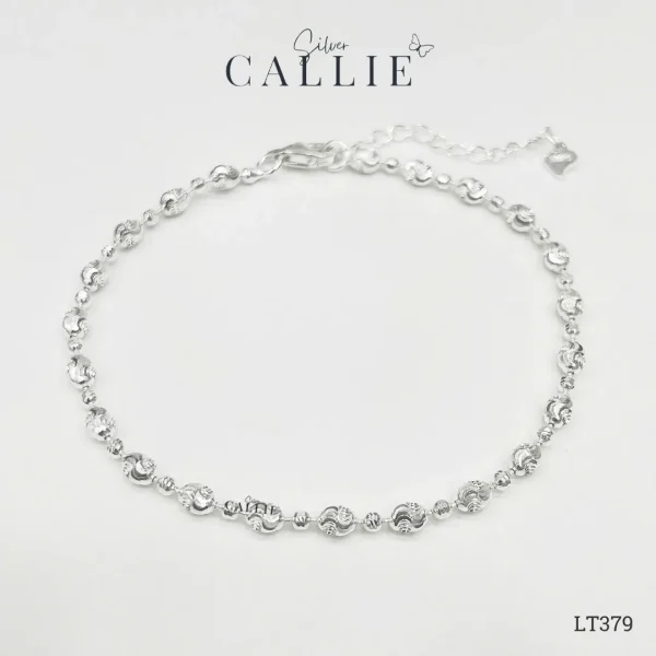 LT379 - Lắc Tay Bạc Callie Silver Hạt Oval Móc Máy