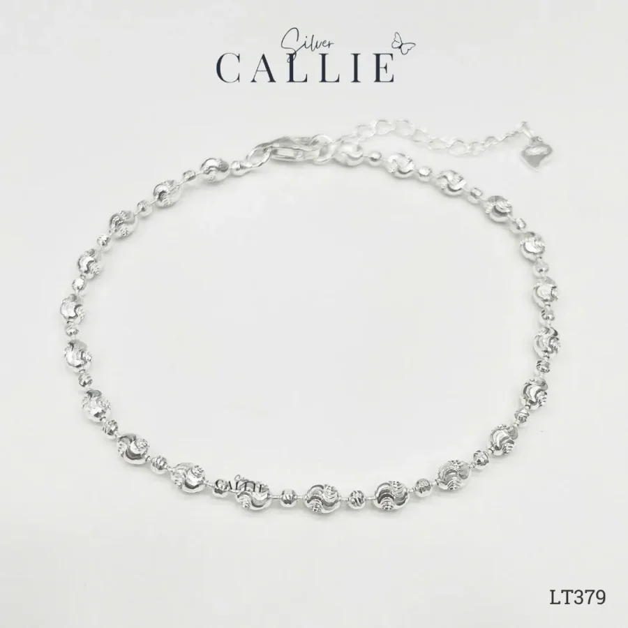 LT379 - Lắc Tay Bạc Callie Silver Hạt Oval Móc Máy