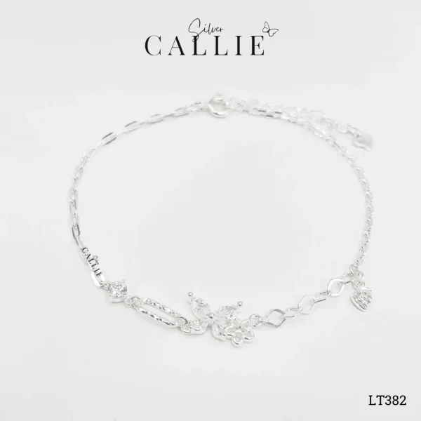 LT382 - Lắc tay bạc Callie Silver bướm và hoa
