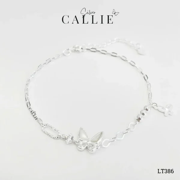LT386 - Lắc tay bạc Callie Silver bướm xà cừ