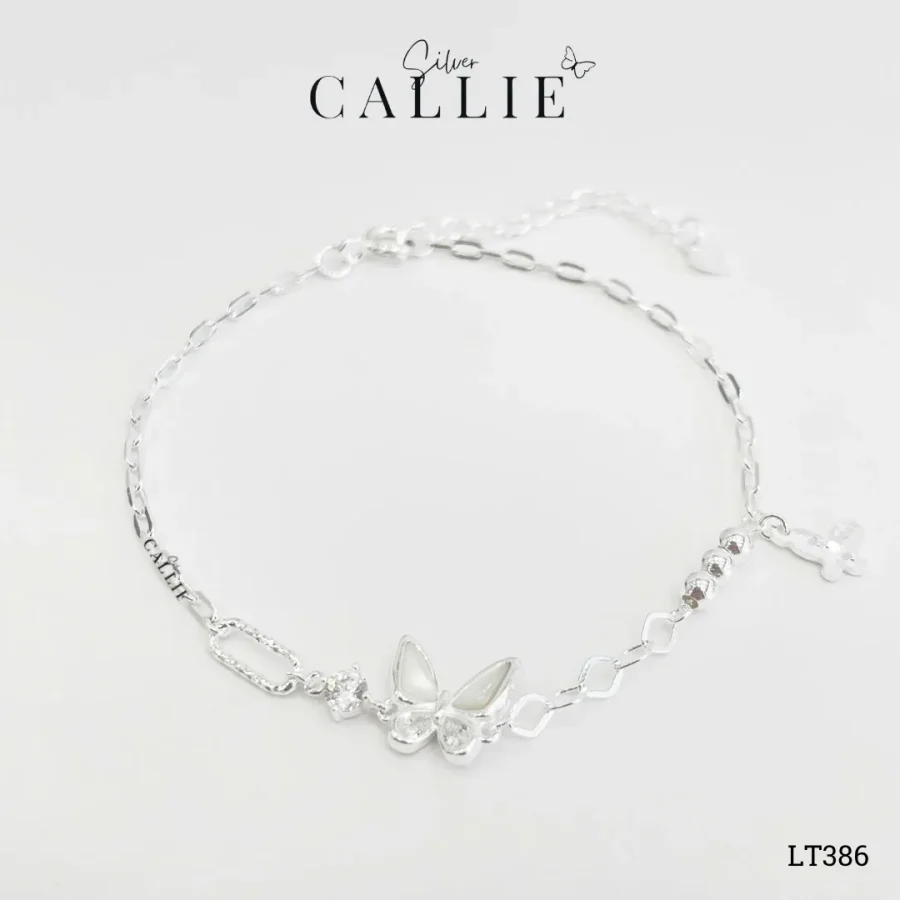 LT386 - Lắc tay bạc Callie Silver bướm xà cừ