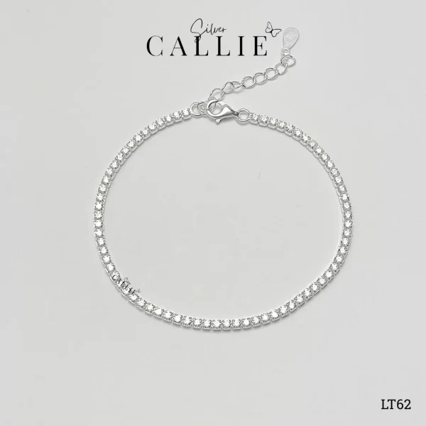 LT62 - Lắc tay bạc Callie Silver đính full đá 2li3 móc khoá